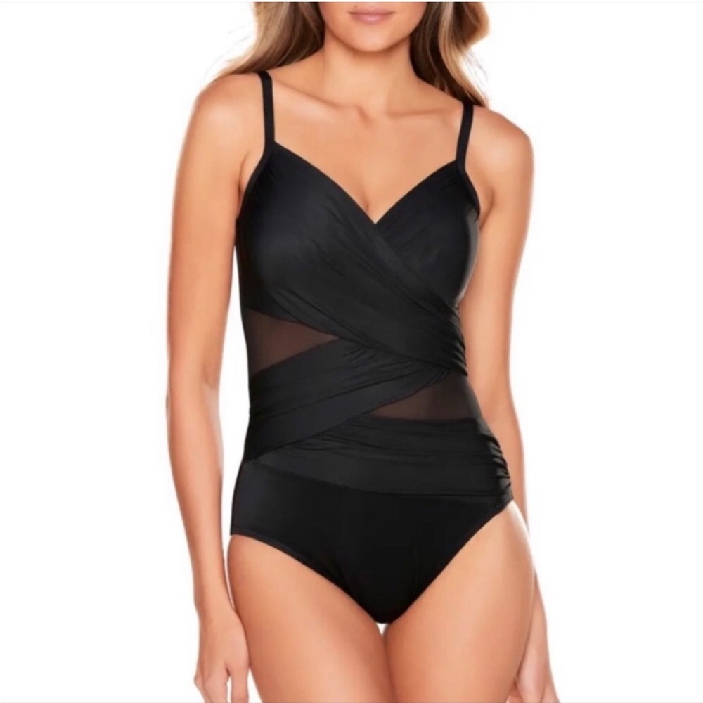 Miraclesuit Mystique sheer panel banded slimming swimsuit